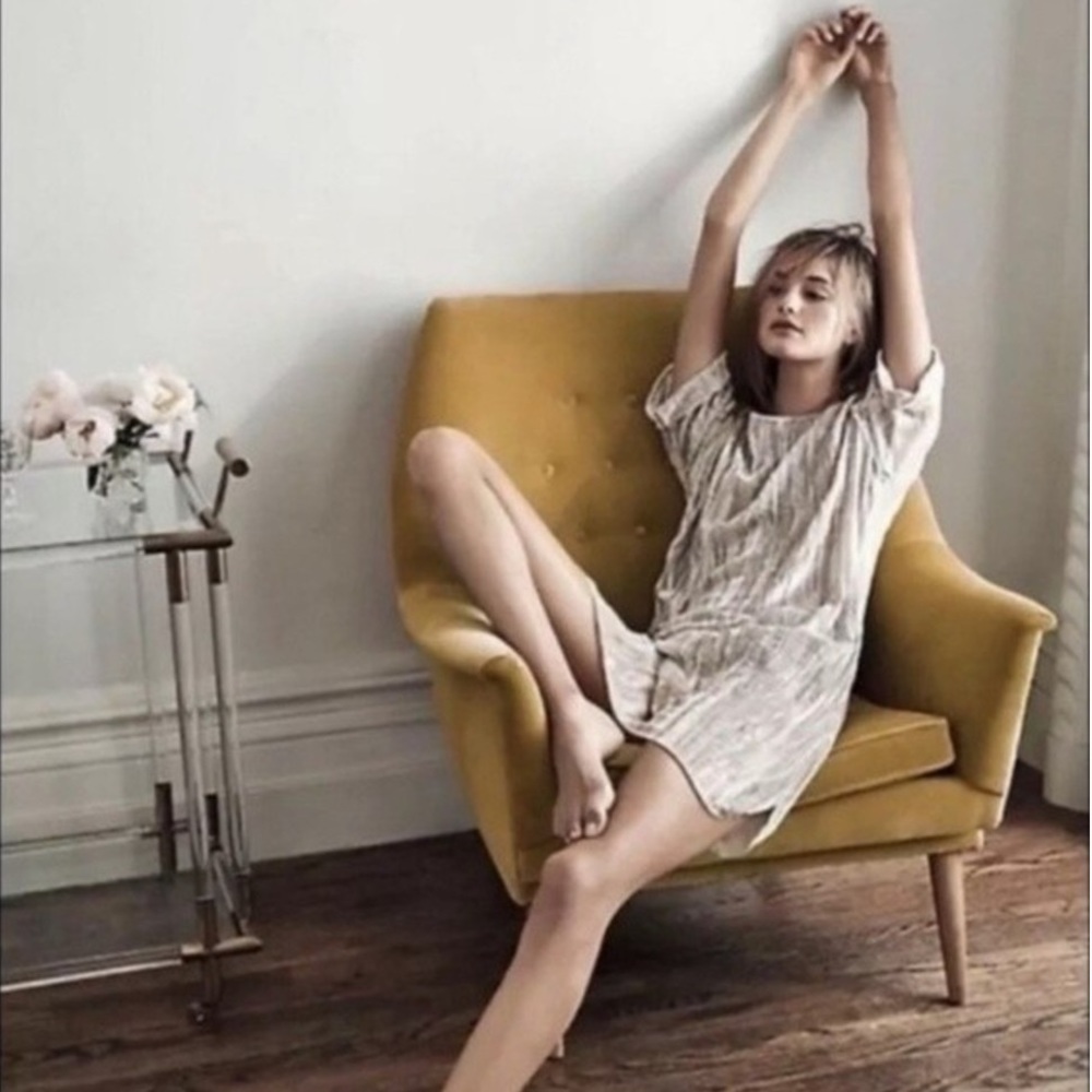 Anthropologie Floreat nude crushed velvet dress